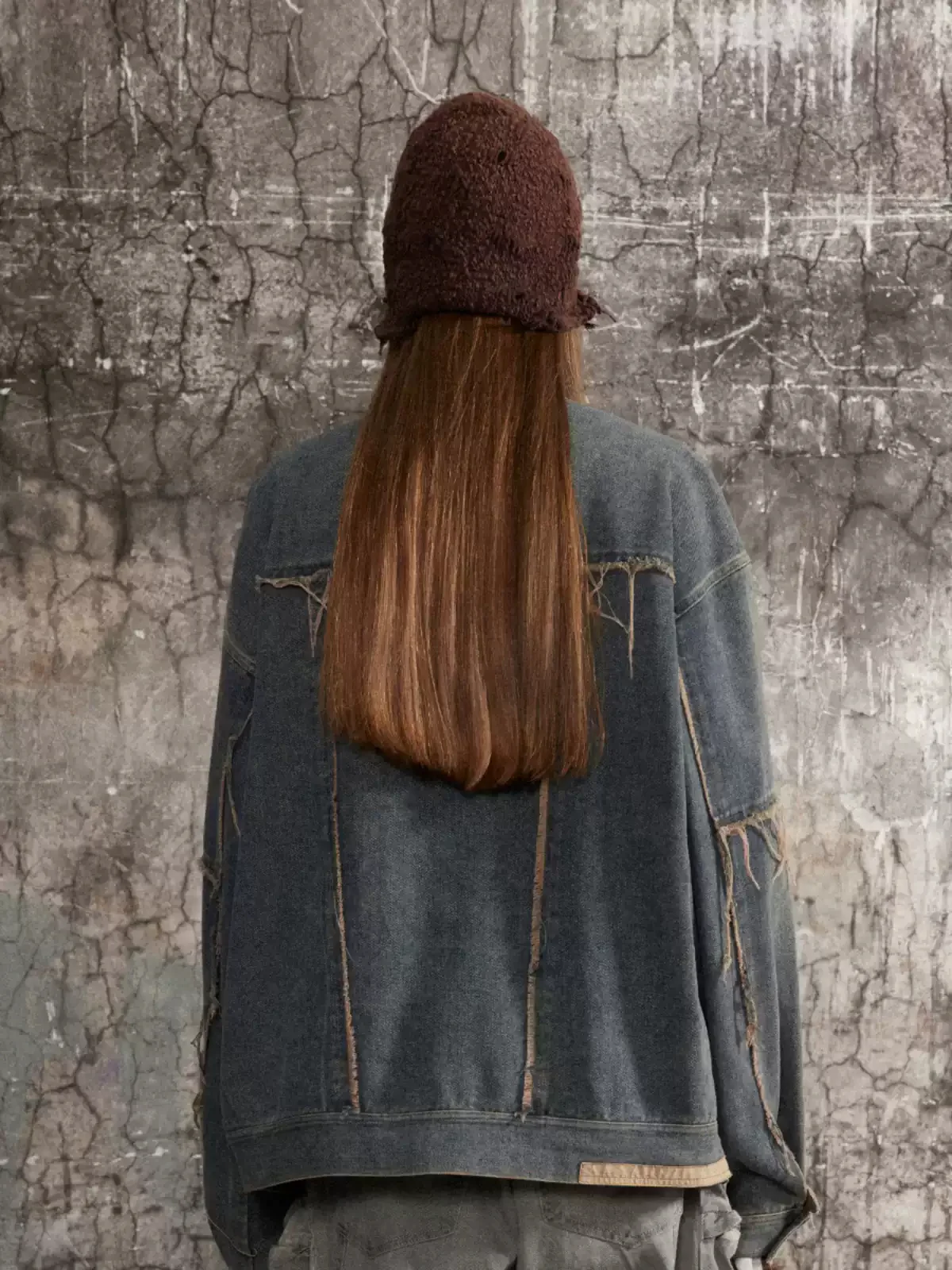 American high street distressed raw edge silhouette denim jacket - Image 3