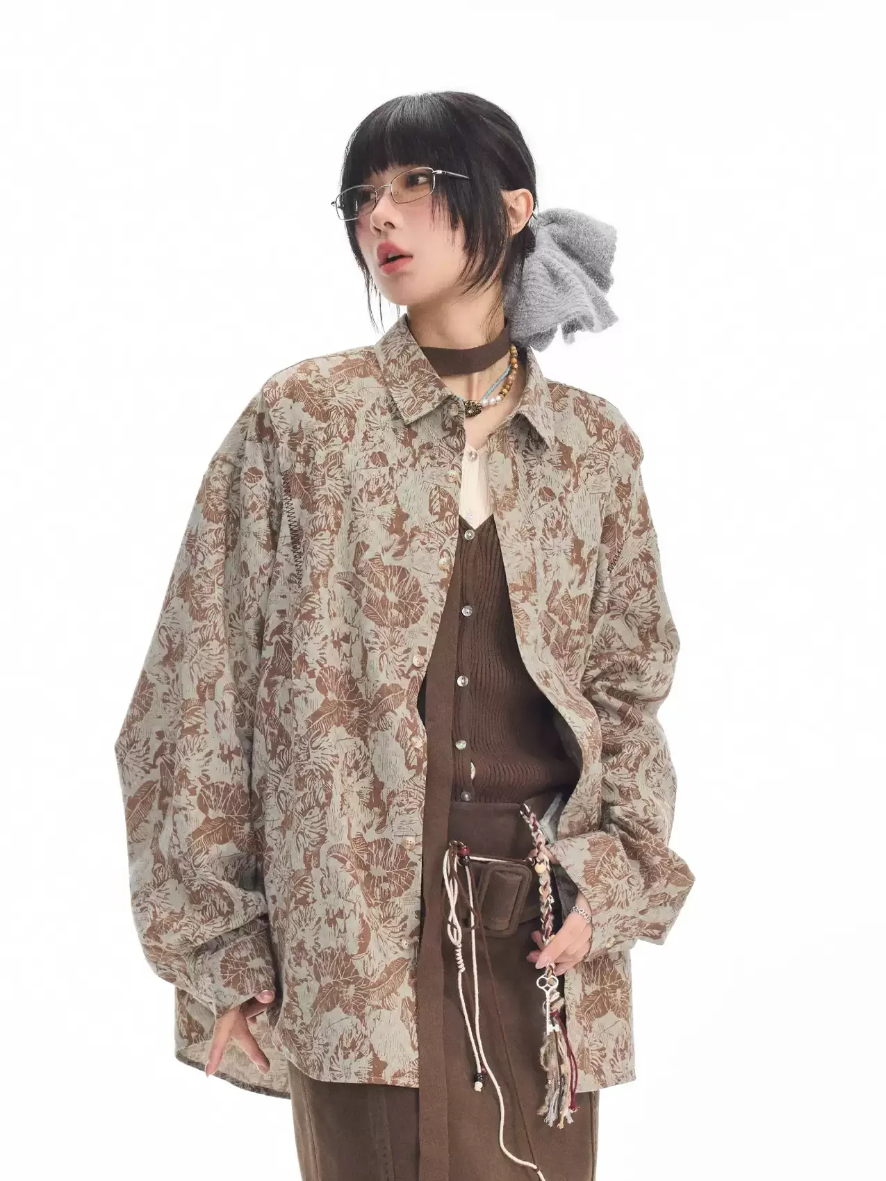 American niche design floral print long-sleeved shirt - Image 4