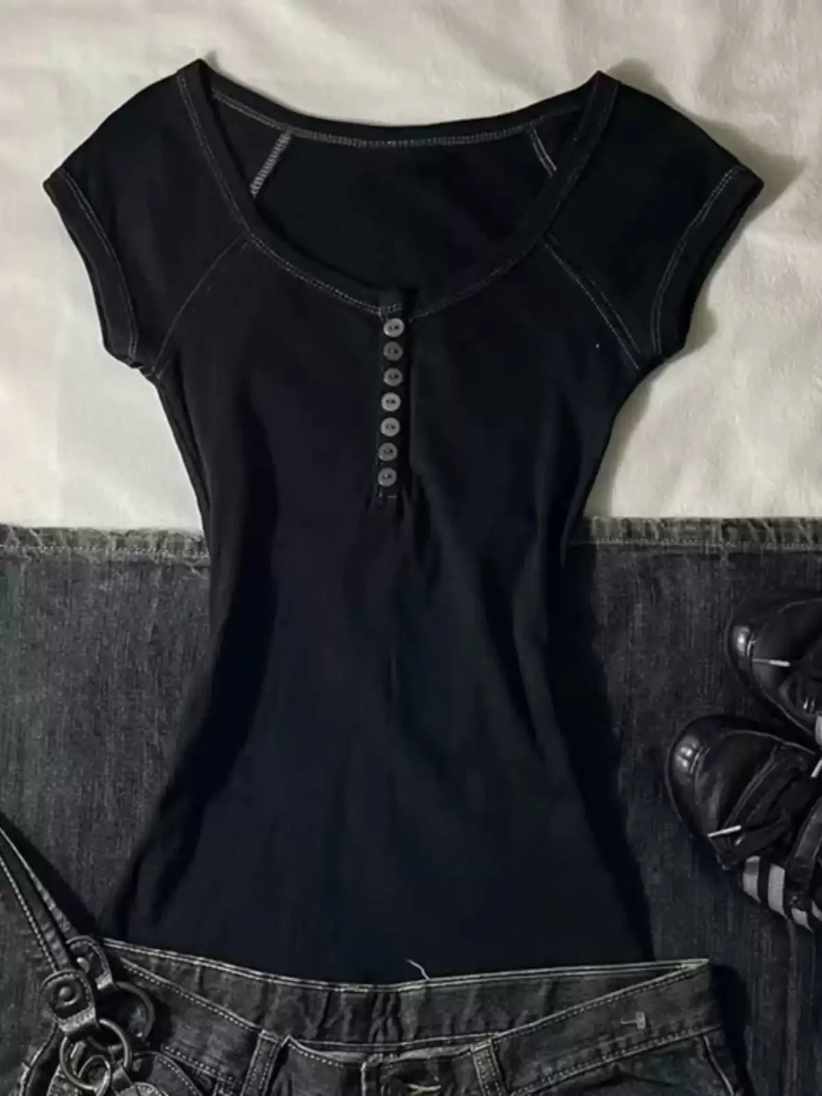 American retro black T-shirt - Image 4