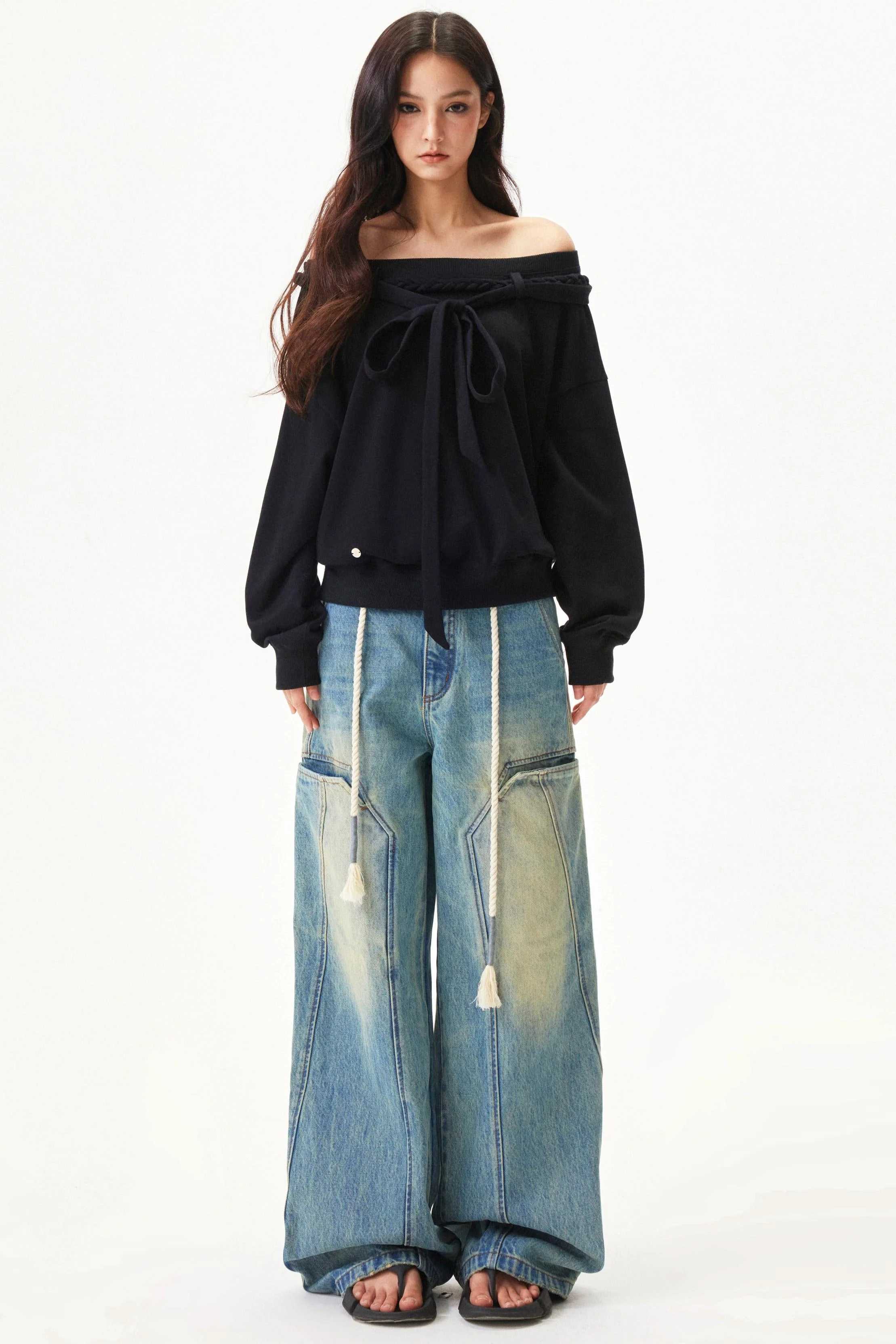 American Retro Wide Denim Pants - Image 10