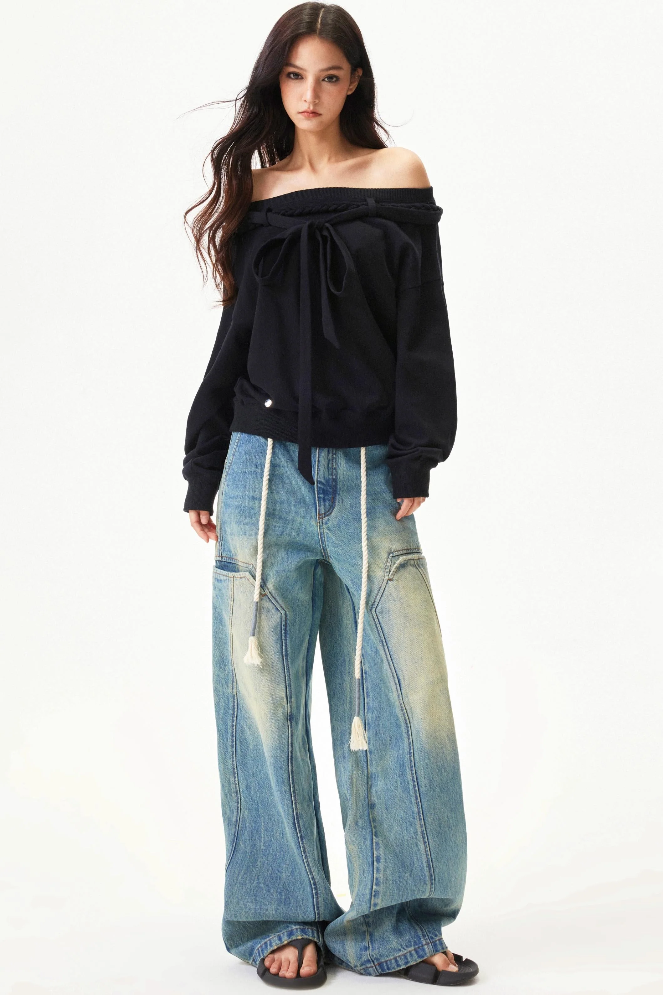 American Retro Wide Denim Pants - Image 11