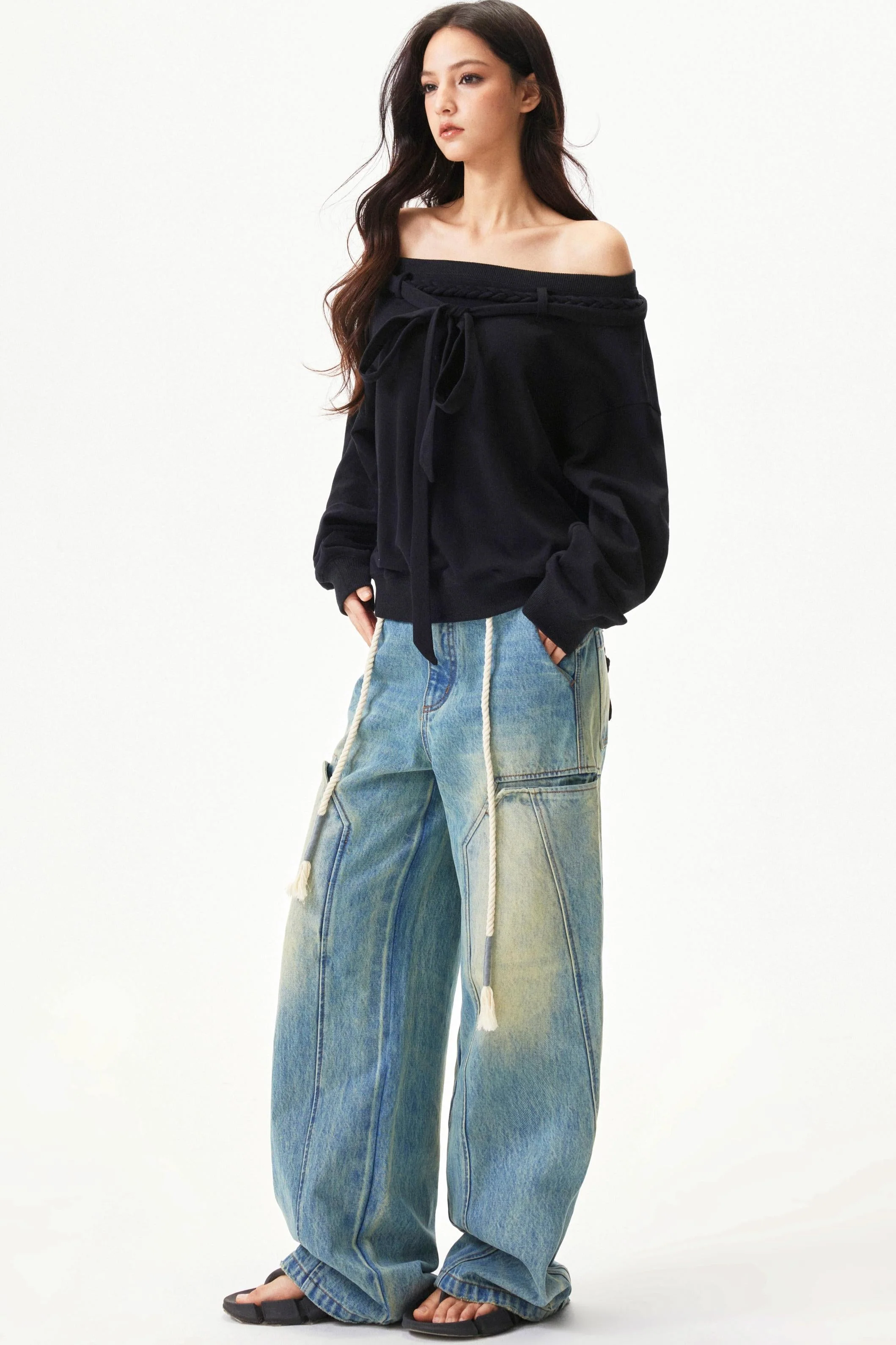 American Retro Wide Denim Pants - Image 13