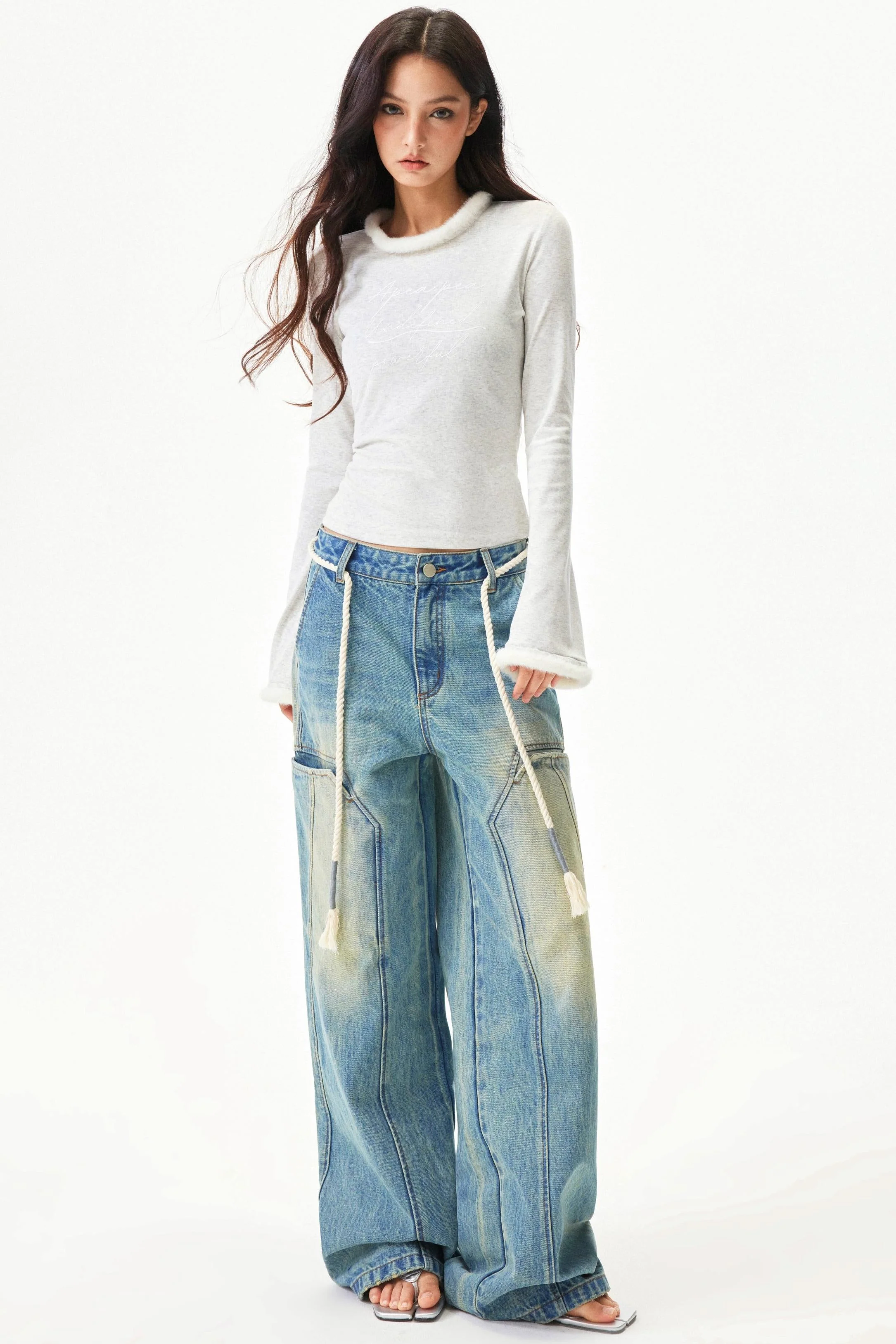American Retro Wide Denim Pants - Image 15
