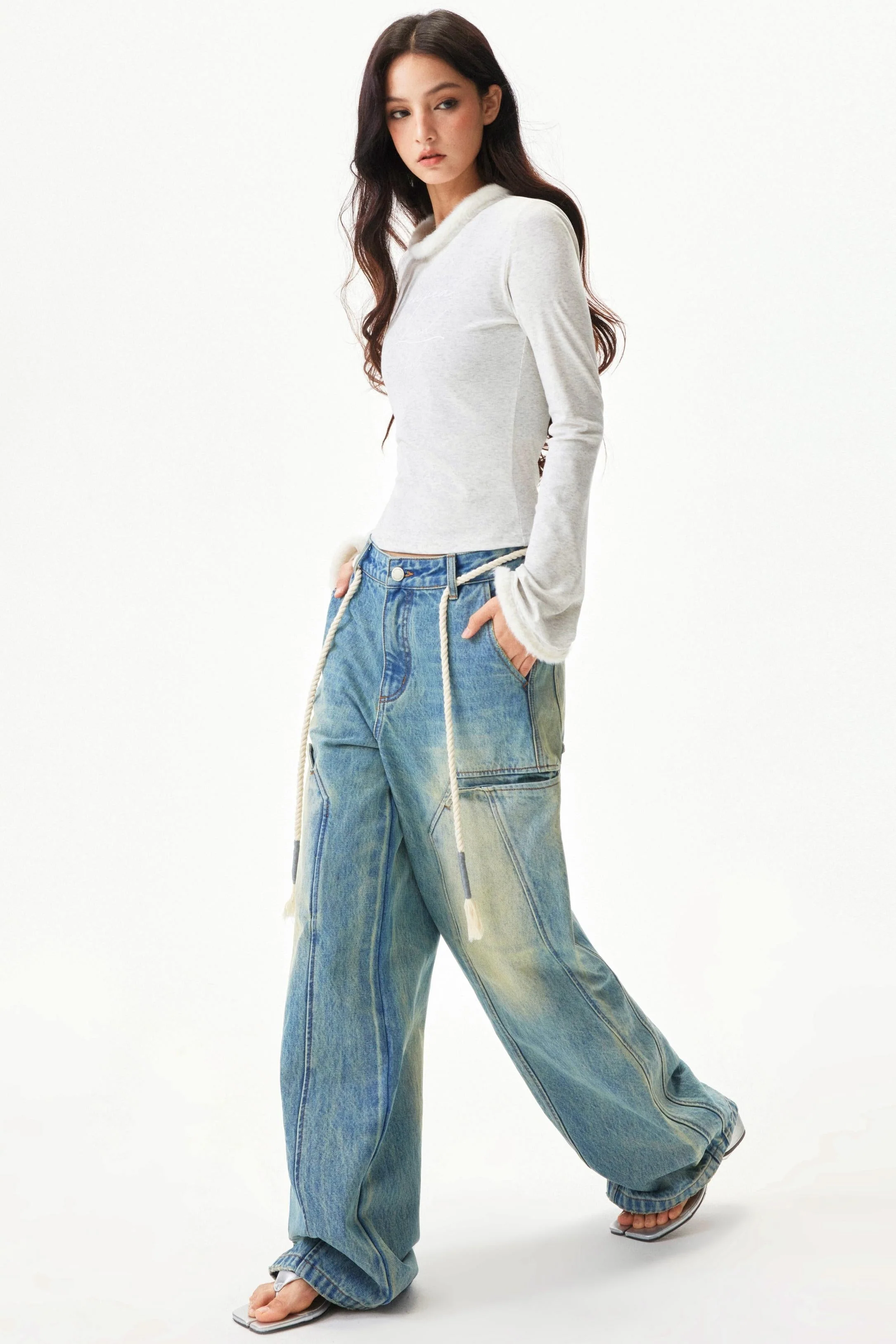 American Retro Wide Denim Pants - Image 18