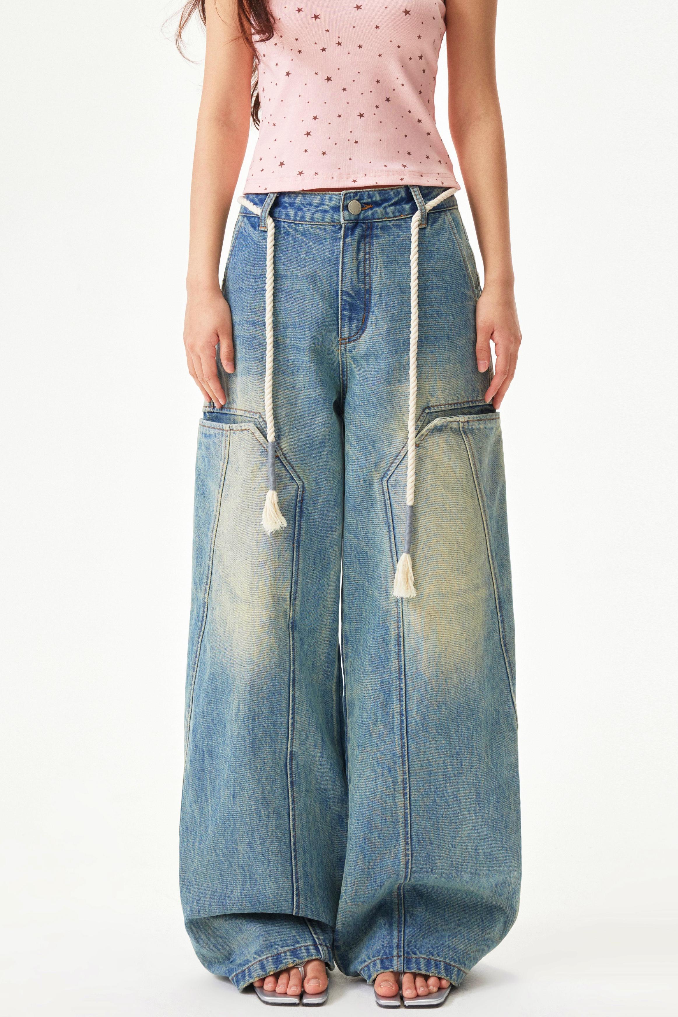 American Retro Wide Denim Pants - Image 4