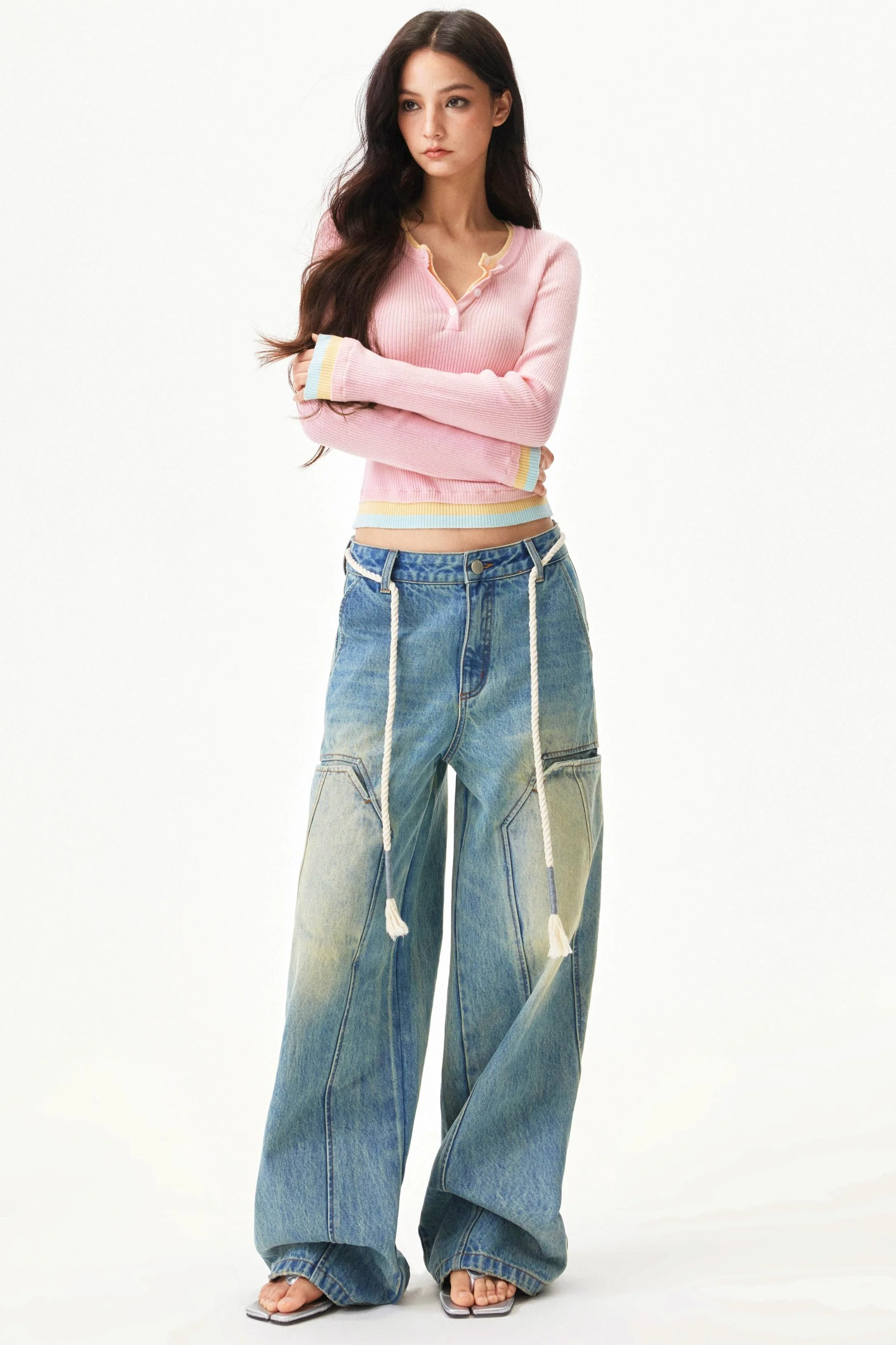 American Retro Wide Denim Pants - Image 7