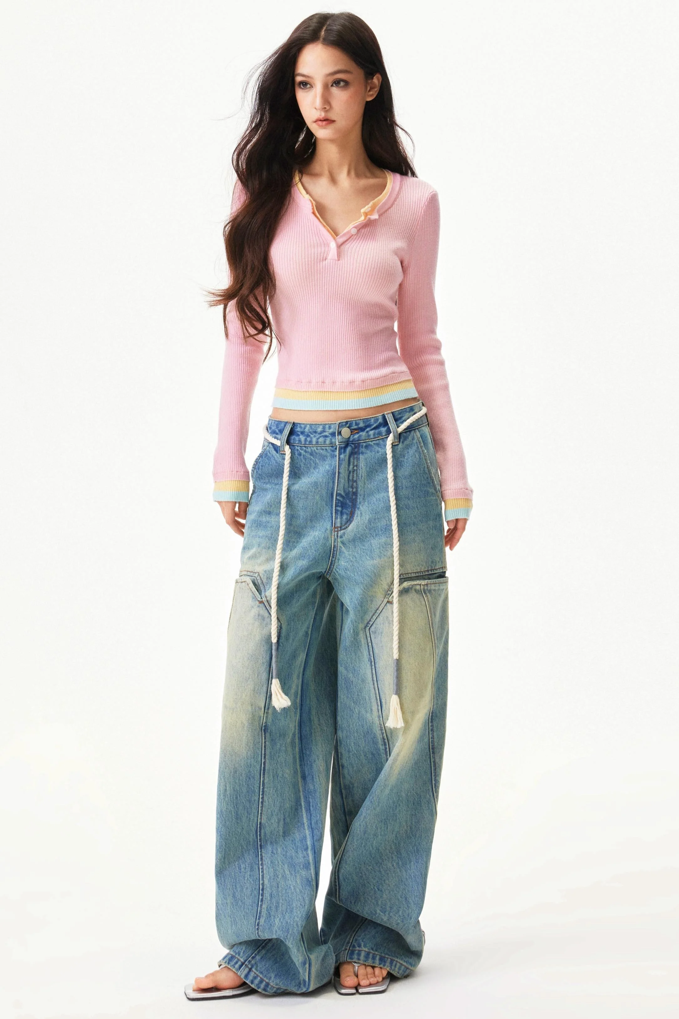 American Retro Wide Denim Pants - Image 8