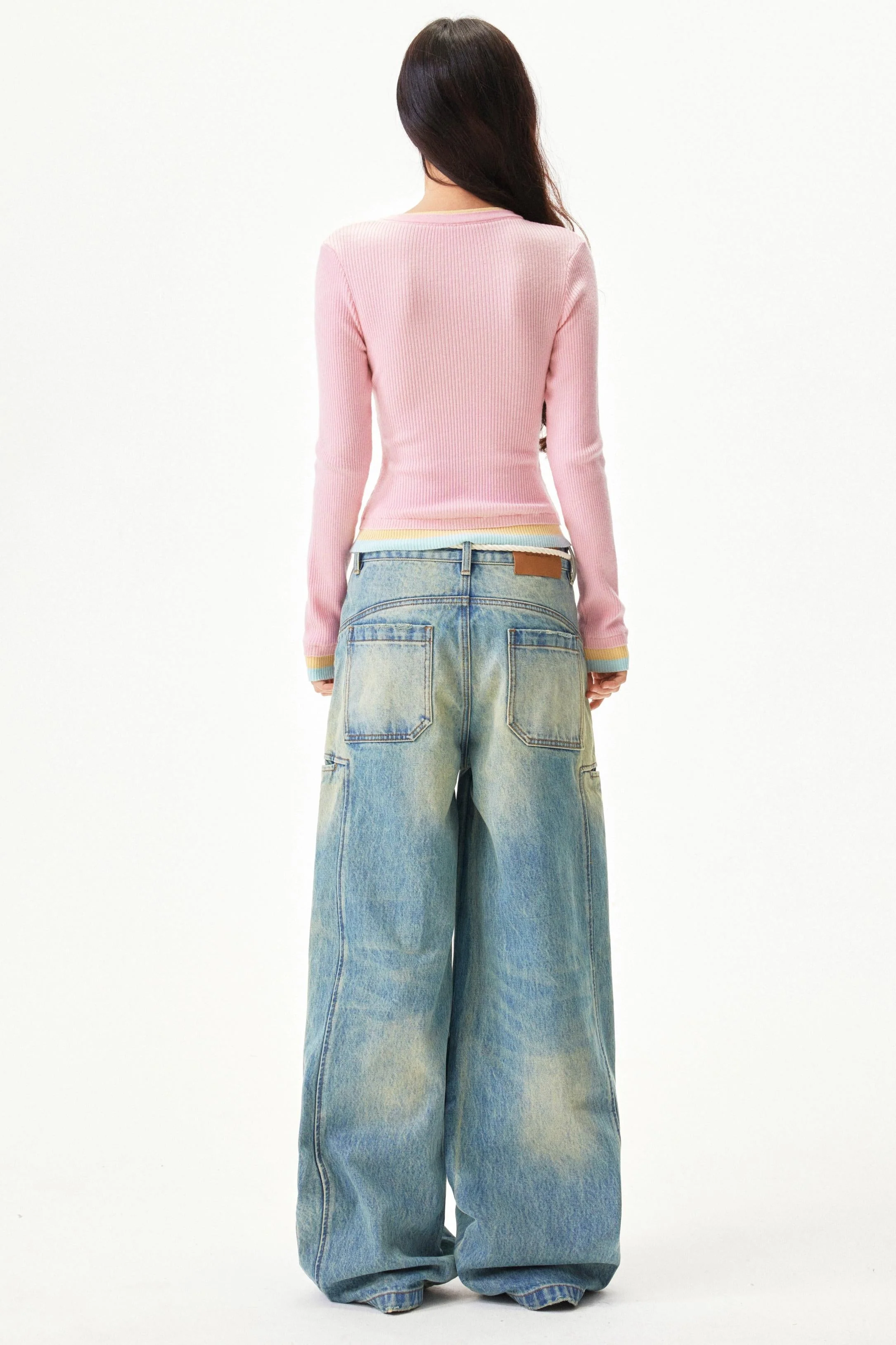 American Retro Wide Denim Pants - Image 9