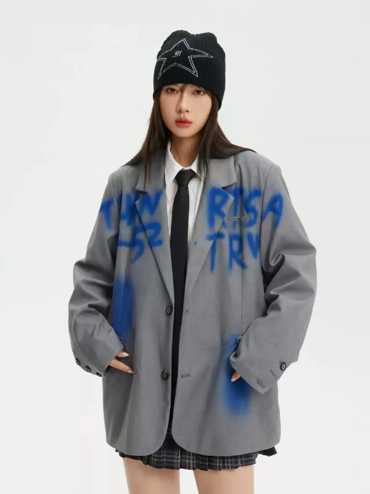 American retro spray-painted graffiti silhouette suit