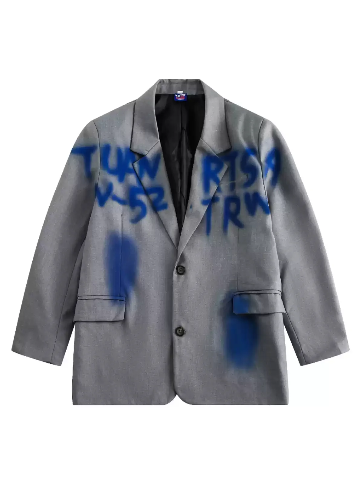American retro spray-painted graffiti silhouette suit - Image 4