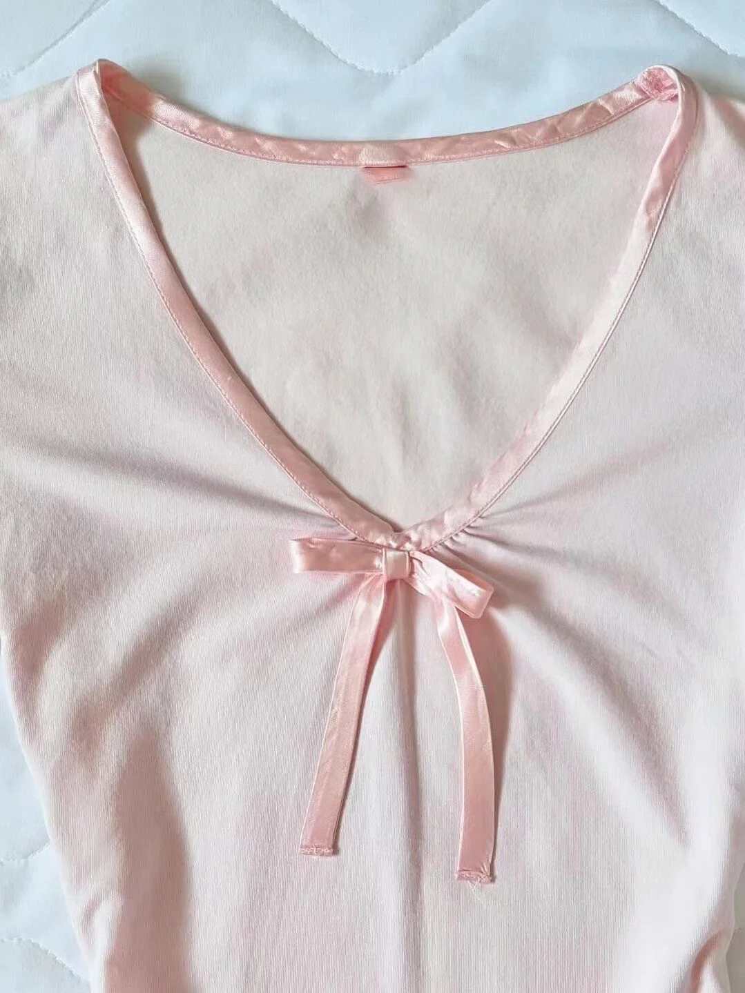 retro vintage pink bow short sleeves - Image 2