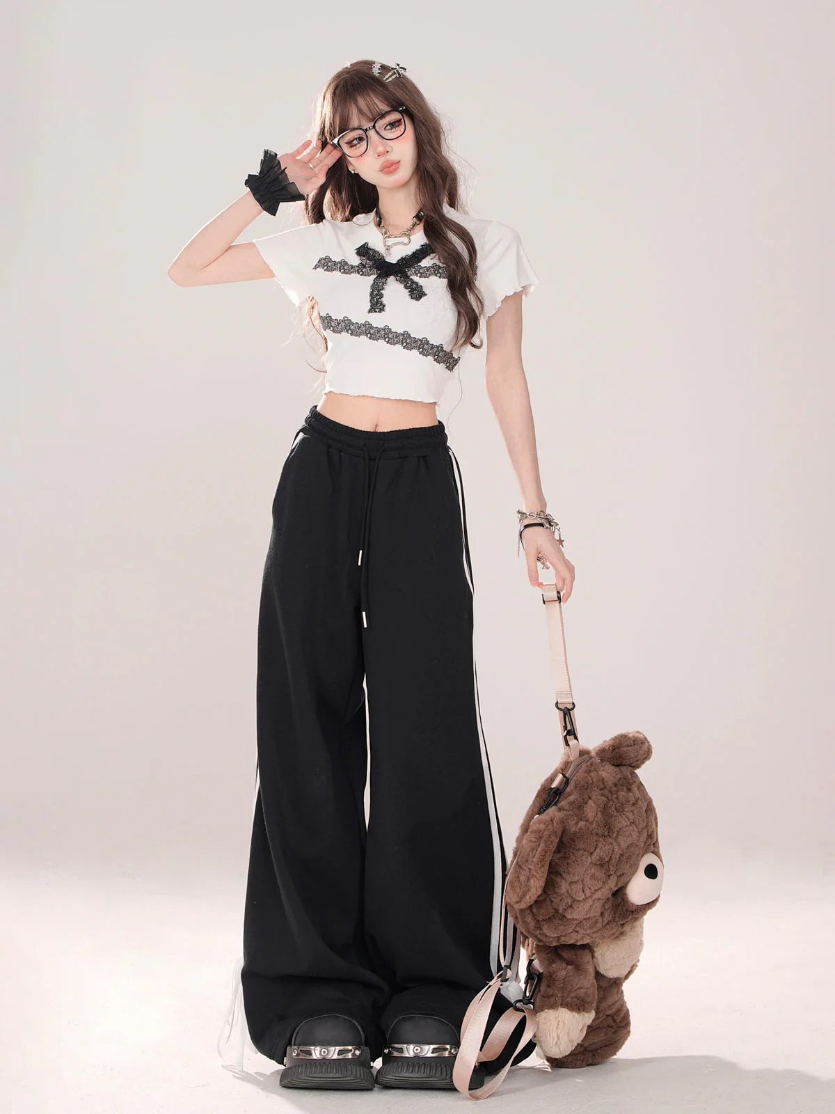 American Street Drawstring Ribbon Design Casual Pants - Image 5