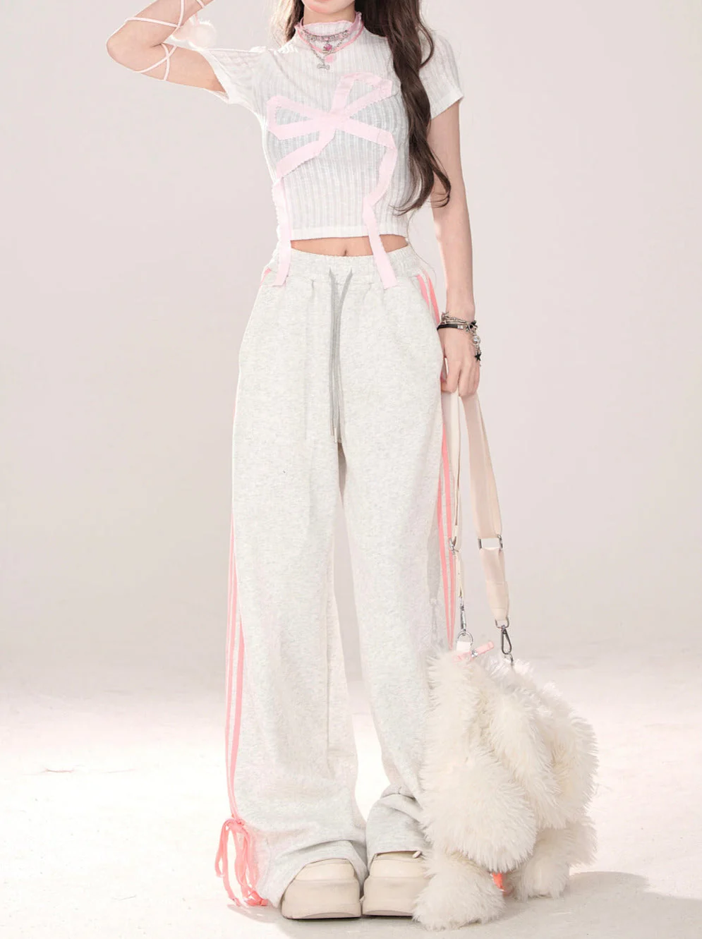 American Street Drawstring Ribbon Design Casual Pants - Image 9