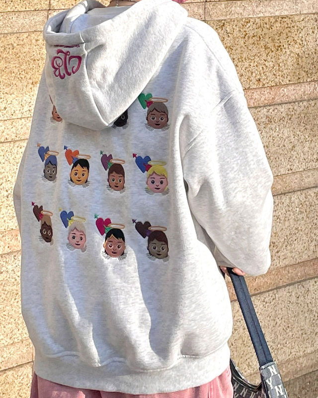 Angel Emoji Embroidery Hoodie - Image 4