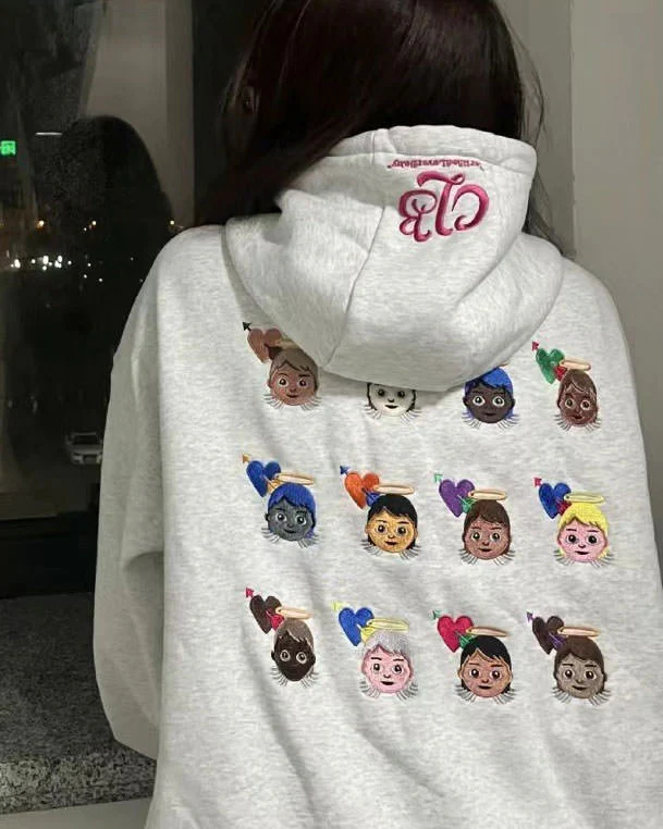 Angel Emoji Embroidery Hoodie - Image 5