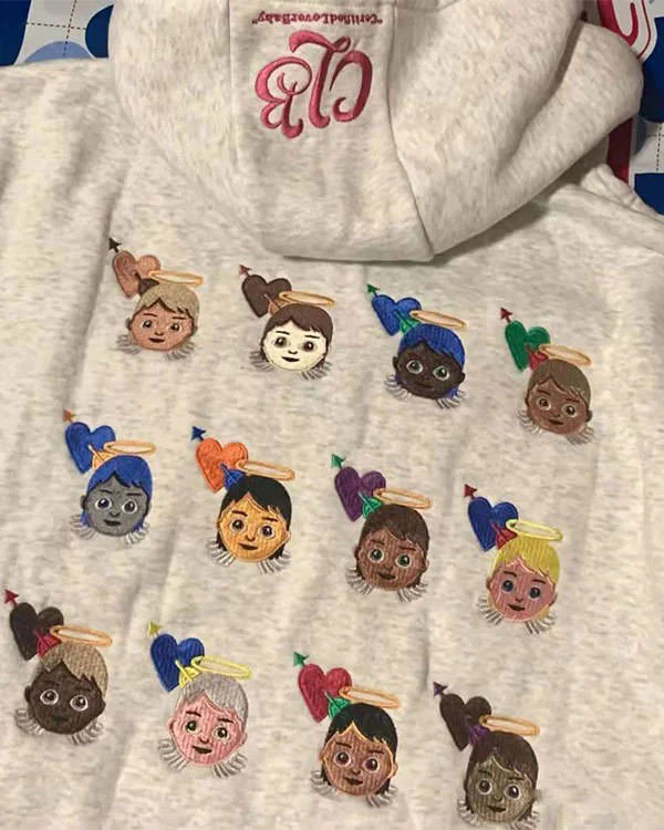 Angel Emoji Embroidery Hoodie - Image 6