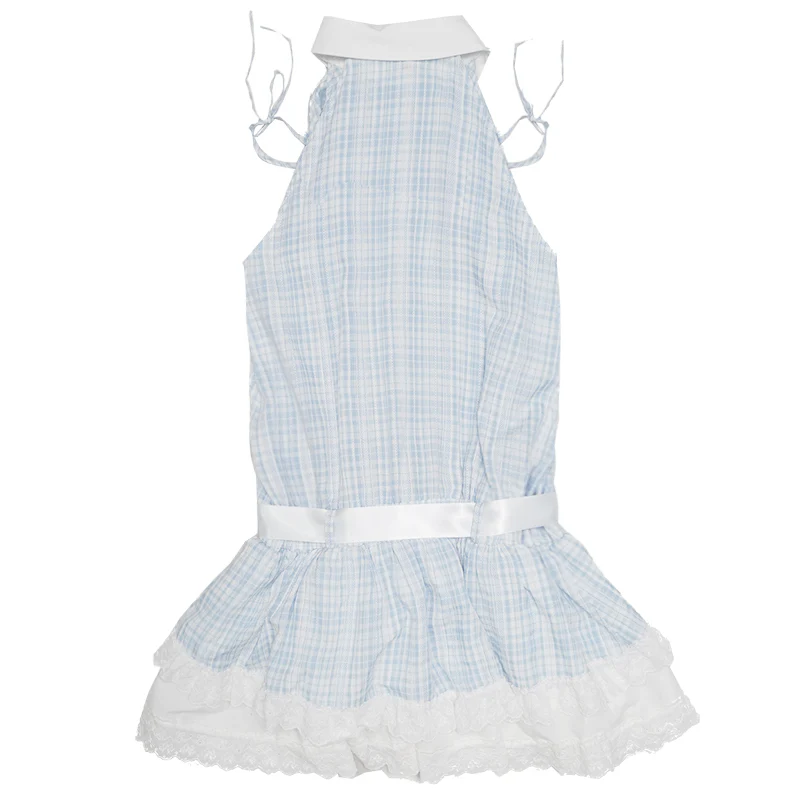 Angel Heart Blue Plaid Jacquard Lace Sleeveless Dress