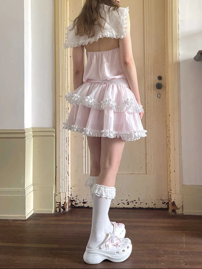 Angel Pink Lace Bow Dress - Image 3
