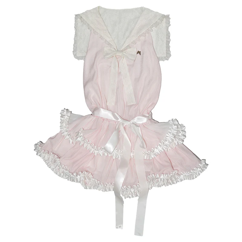 Angel Pink Lace Bow Dress - Image 6