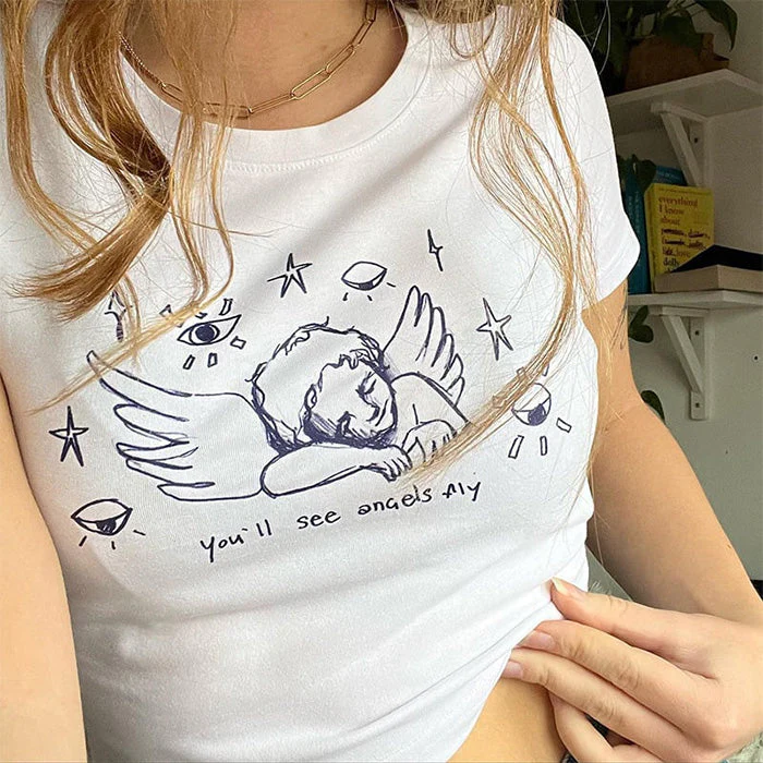 Angel Print Crop Top - Image 2
