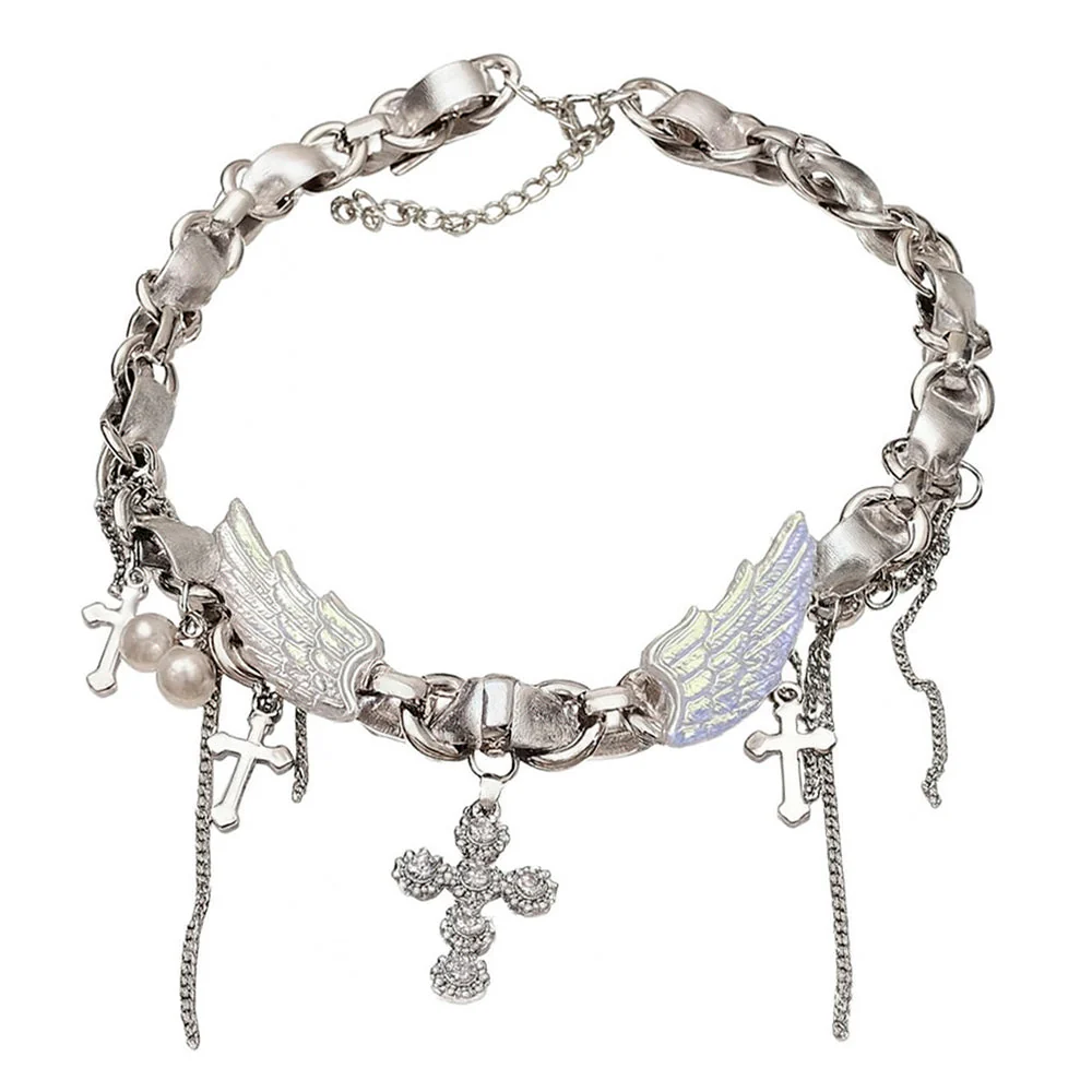 Angel Wings Cross Choker Necklace - Image 5