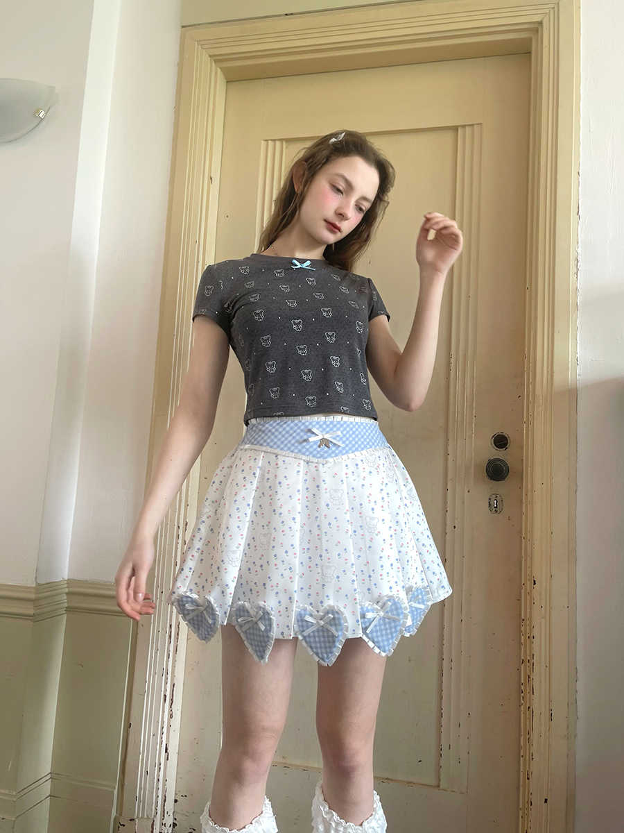 Angel's Tears Love Splicing Lace Pleated Skirt - Image 5