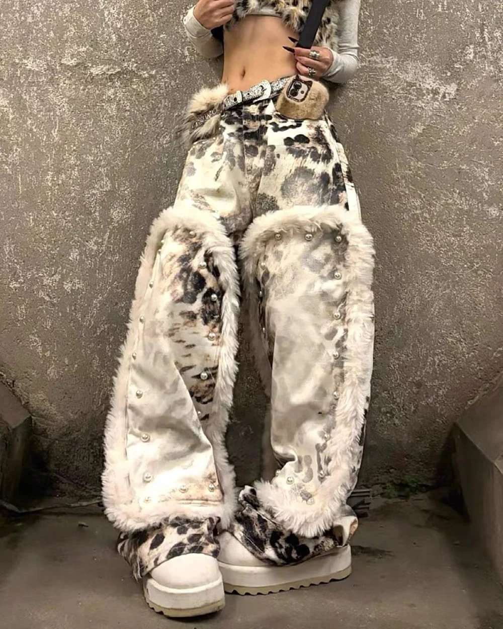 Animal Instincts Faux Fur Leopard Pants - Image 3