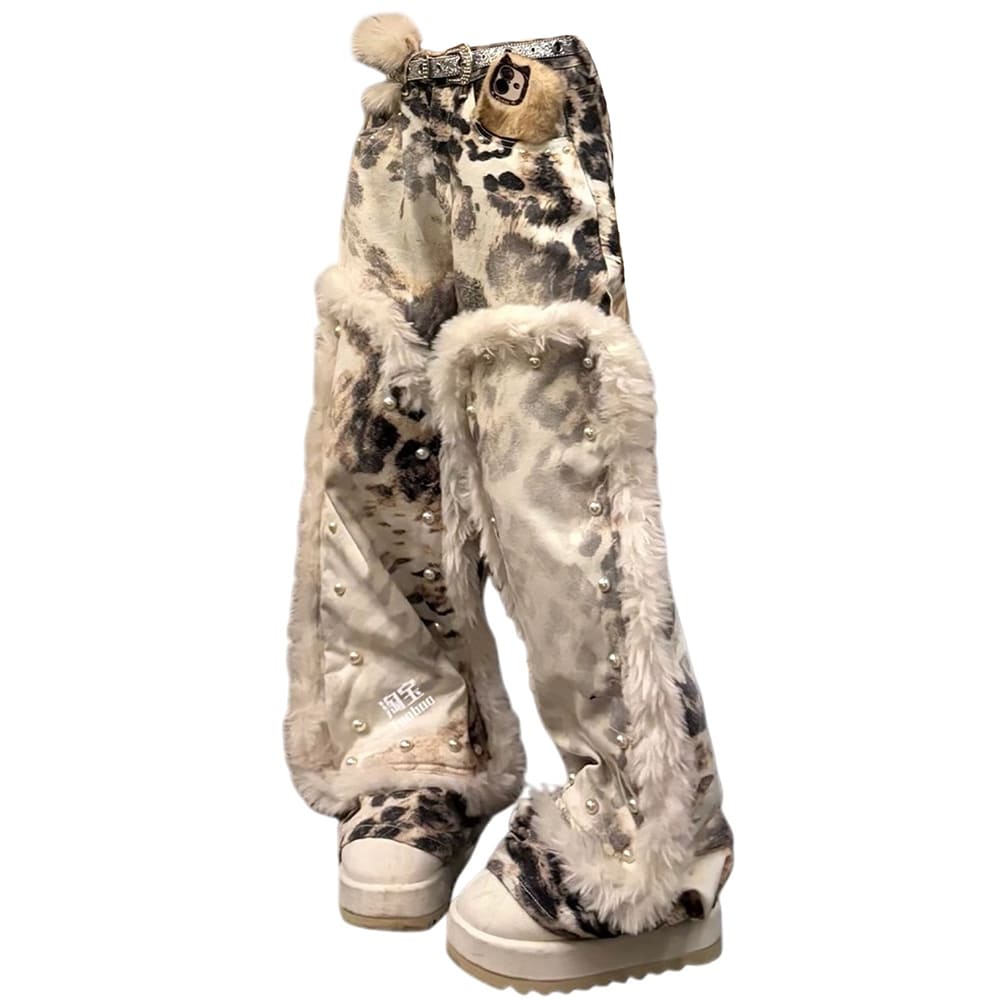 Animal Instincts Faux Fur Leopard Pants - Image 7
