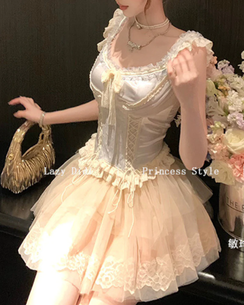 Anna Silver Blue Satin Lace Coord - Image 4