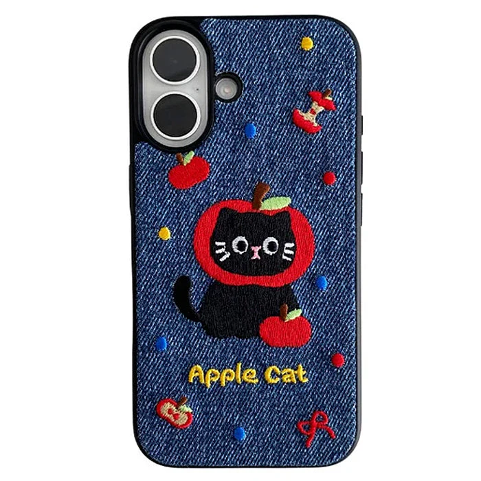 Apple Cat Embroidery iPhone Case - Image 4