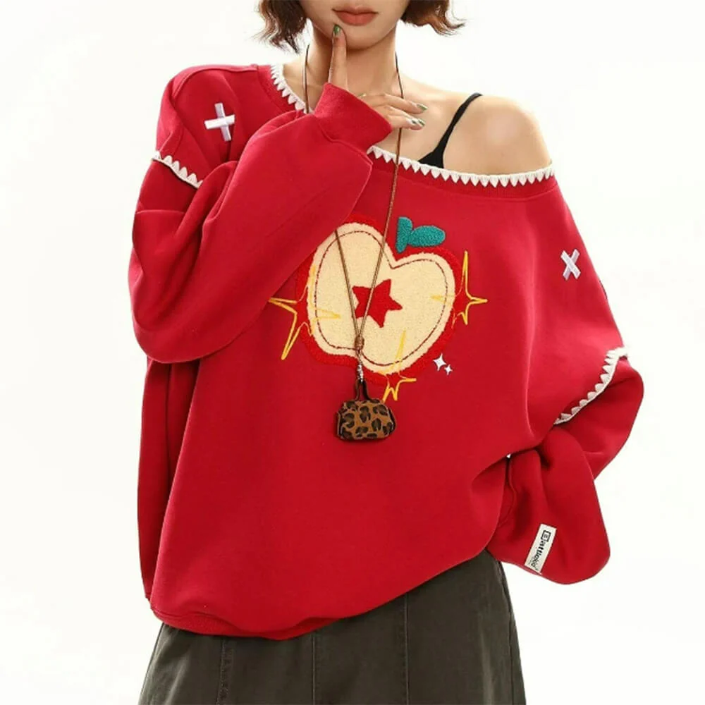 Apple Core One-Shoulder Sweater - Image 3