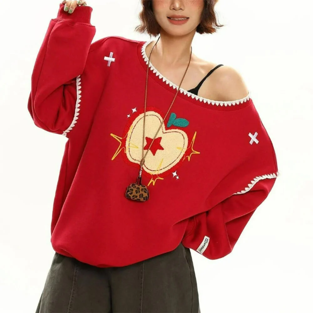 Apple Core One-Shoulder Sweater - Image 4