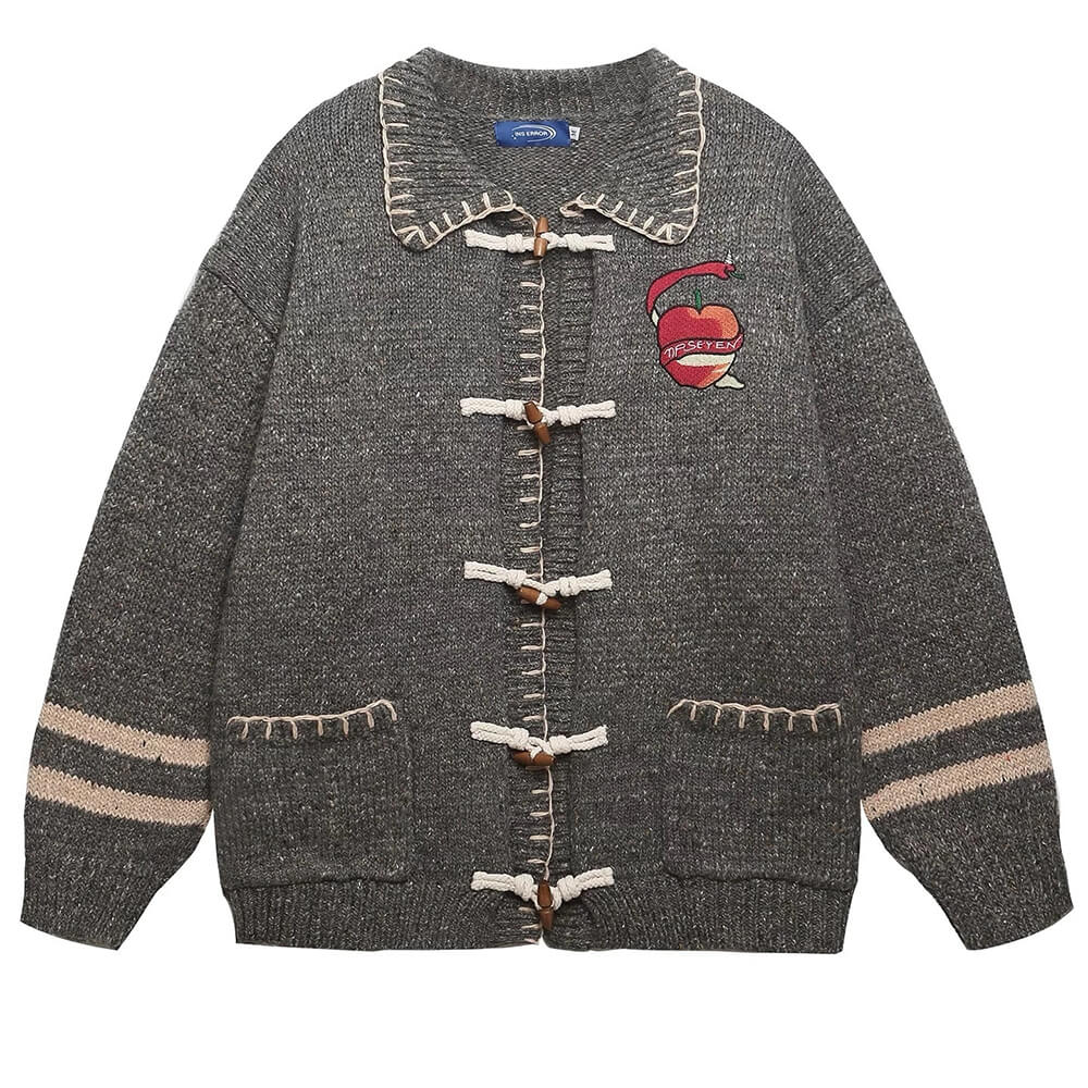Apple Embroidery Grey Cardigan - Image 9