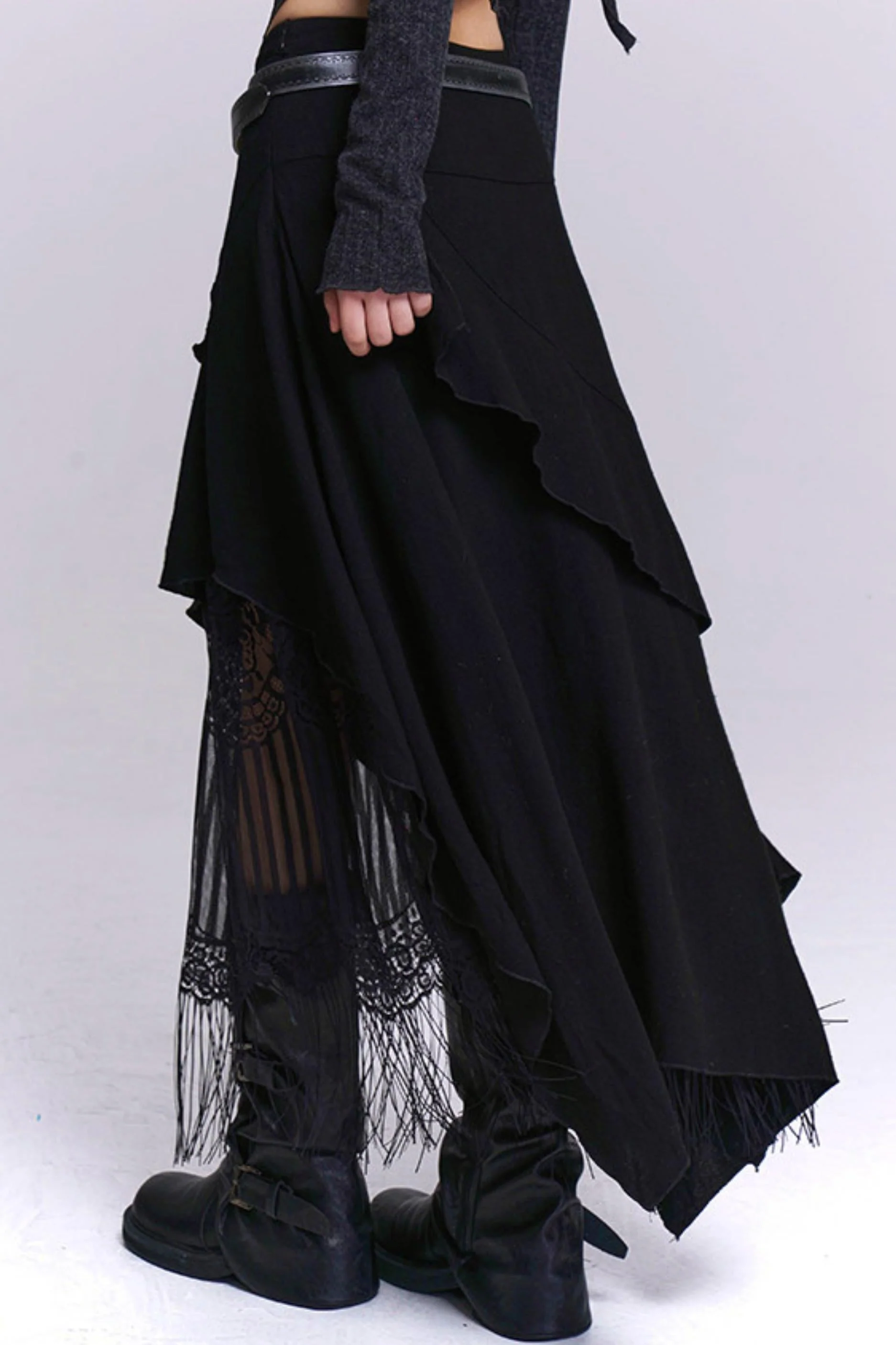 Apricot Irregular Tassel Skirt - Image 11