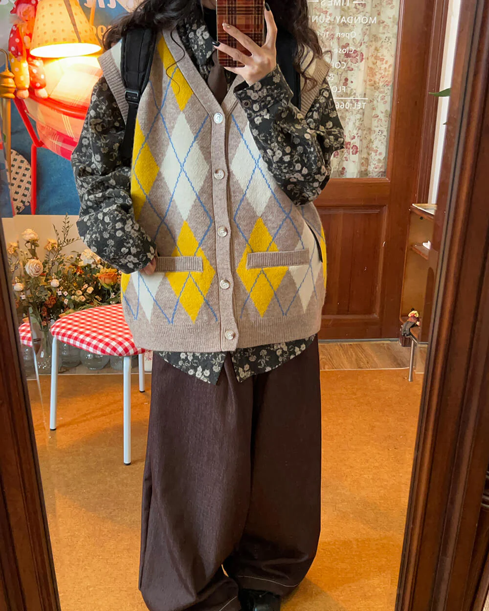 Argyle Button Up Grandpa Knit Vest - Image 7