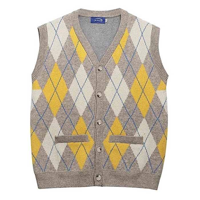 Argyle Button Up Grandpa Knit Vest - Image 9