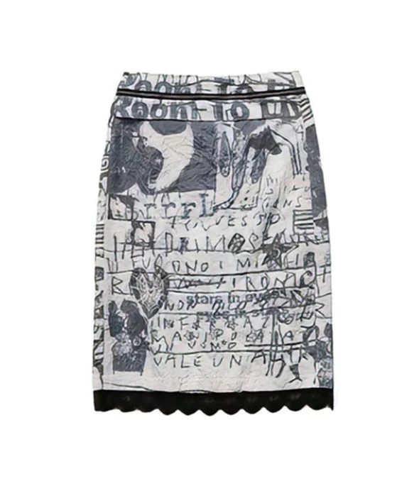 Art ho Graffiti Printed A-line Y2K Skirt