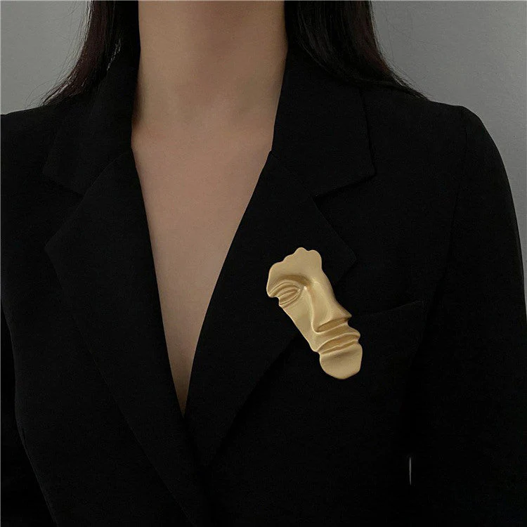 Artsy Face Vintage Aesthetic Brooch - Image 3