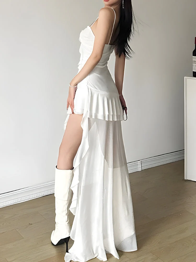 Asymmetric Mesh Mini Dress - Image 2