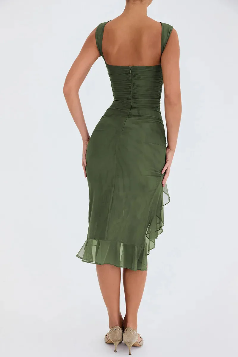 Asymmetric Ruffled Mesh Mini Dress - Image 2
