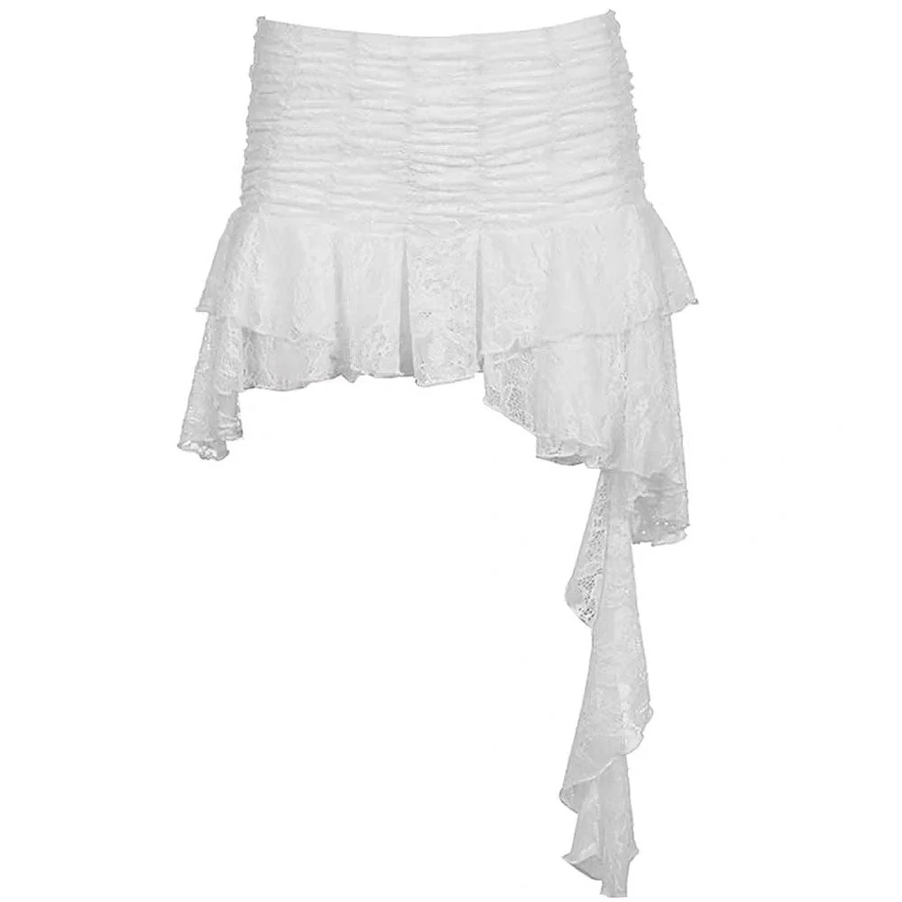 Asymmetrical White Lace Skirt - Image 5
