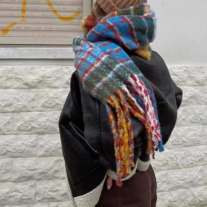 Autumn Feels Plaid Wool Scarf - Image 2