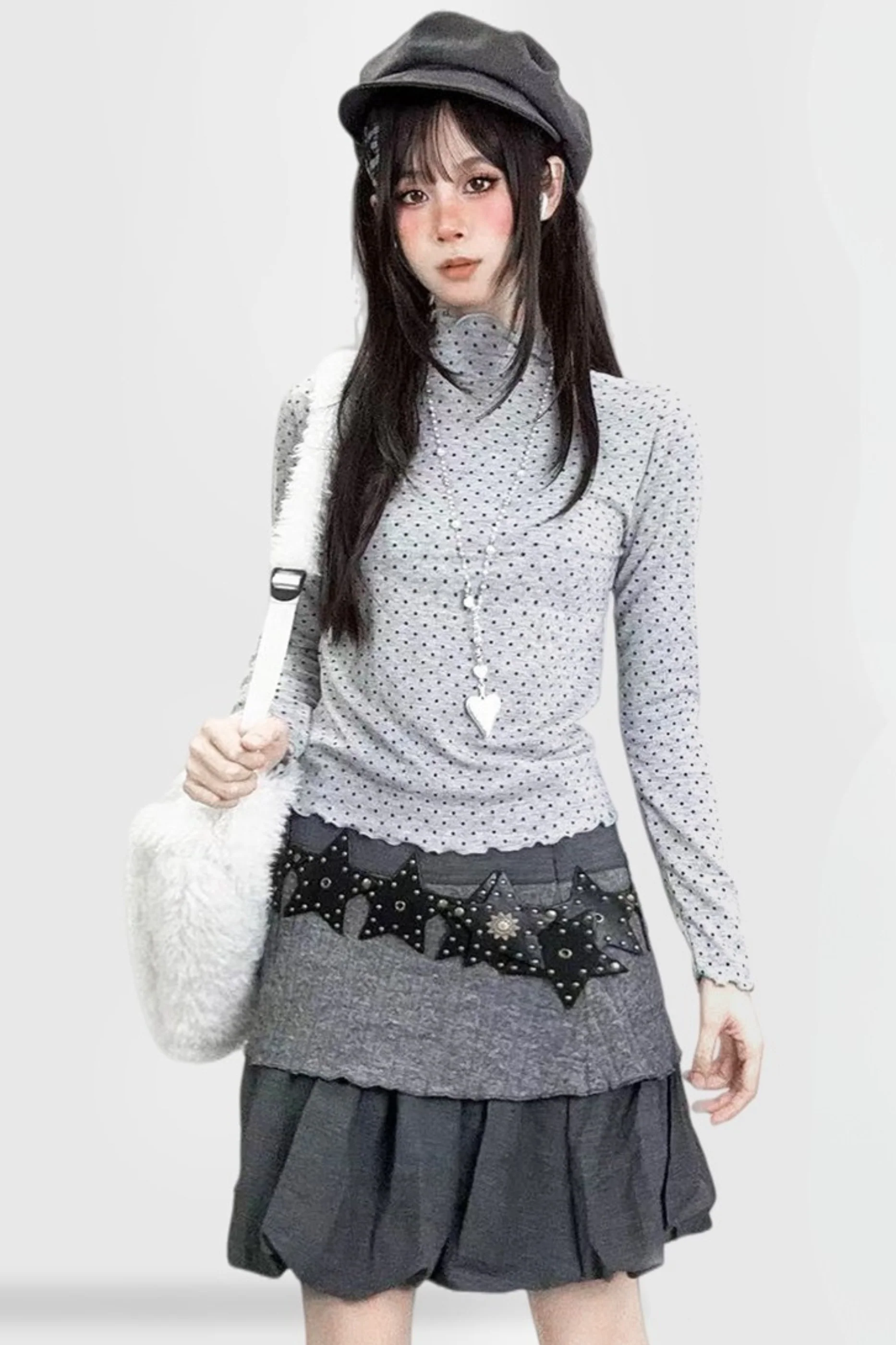 Polka Dot High Neck Top
