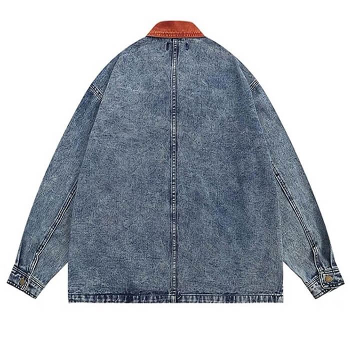 Autumn Leaves Embroidery Denim Jacket - Image 4