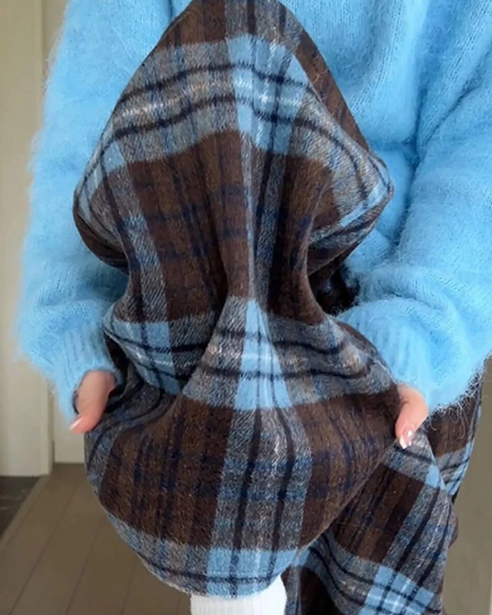 Autumn Study Vintage Plaid Wide Leg Pants - Image 8