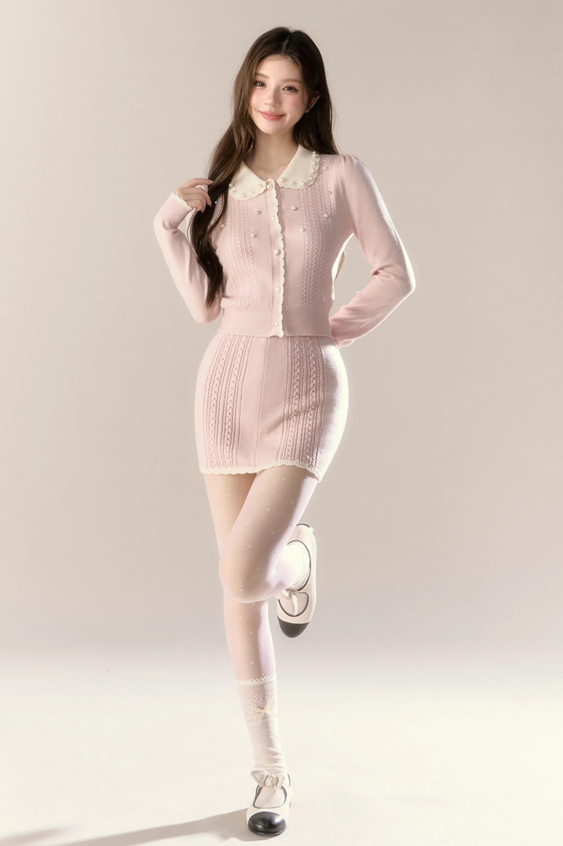 Sweet French Knit Top + Tight Skirt - Image 14