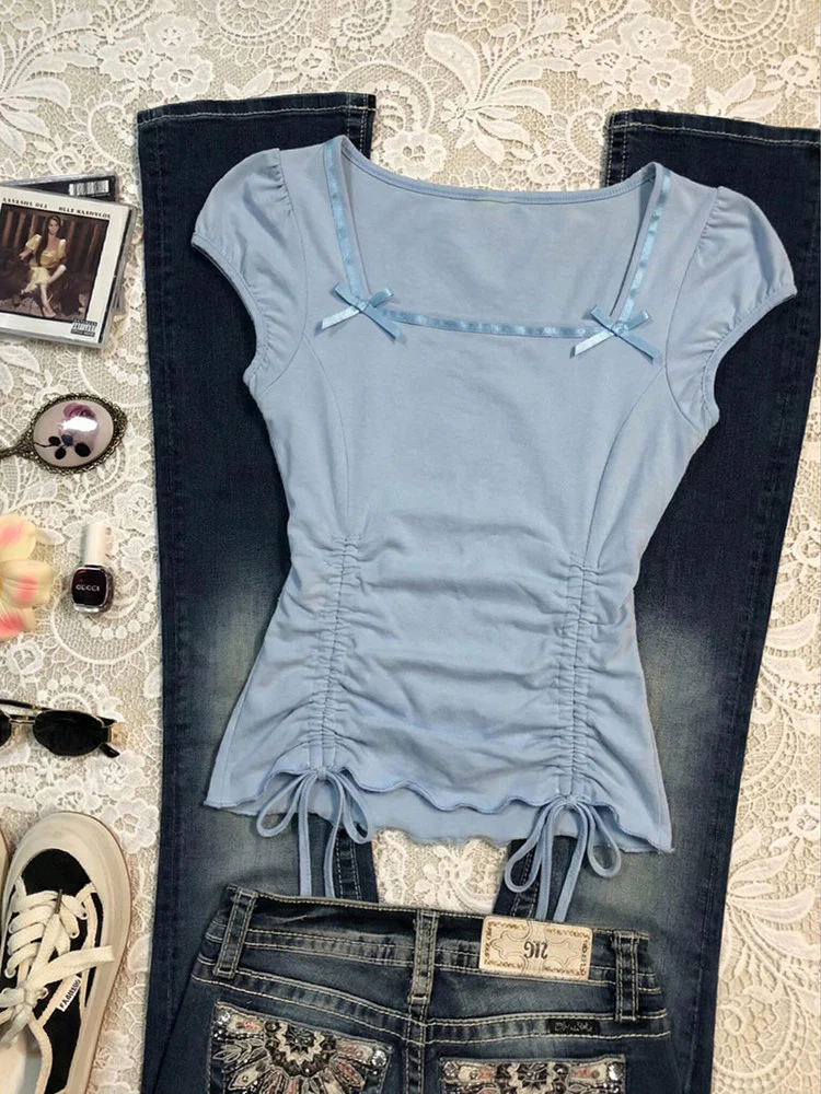 baby blue bow shirt - Image 4