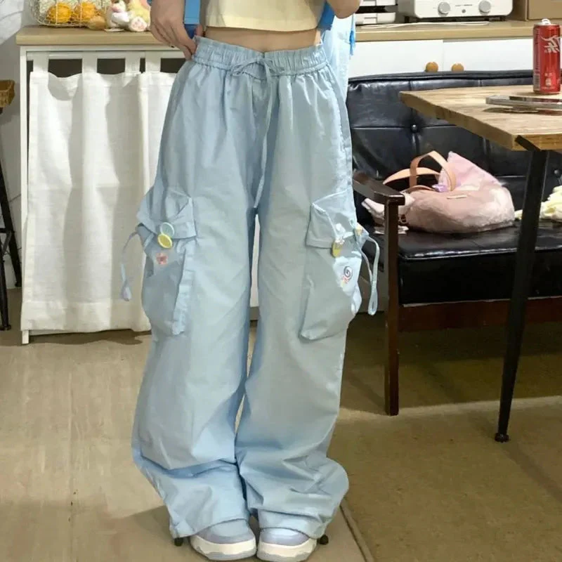 Baby Blue Kawaii Cargo Pants - Image 2
