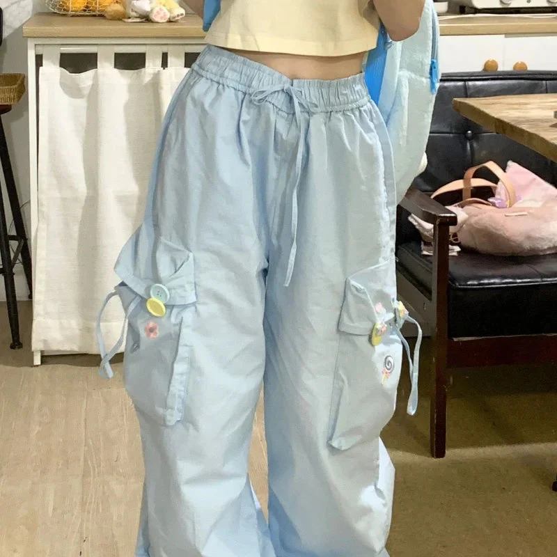 Baby Blue Kawaii Cargo Pants - Image 3