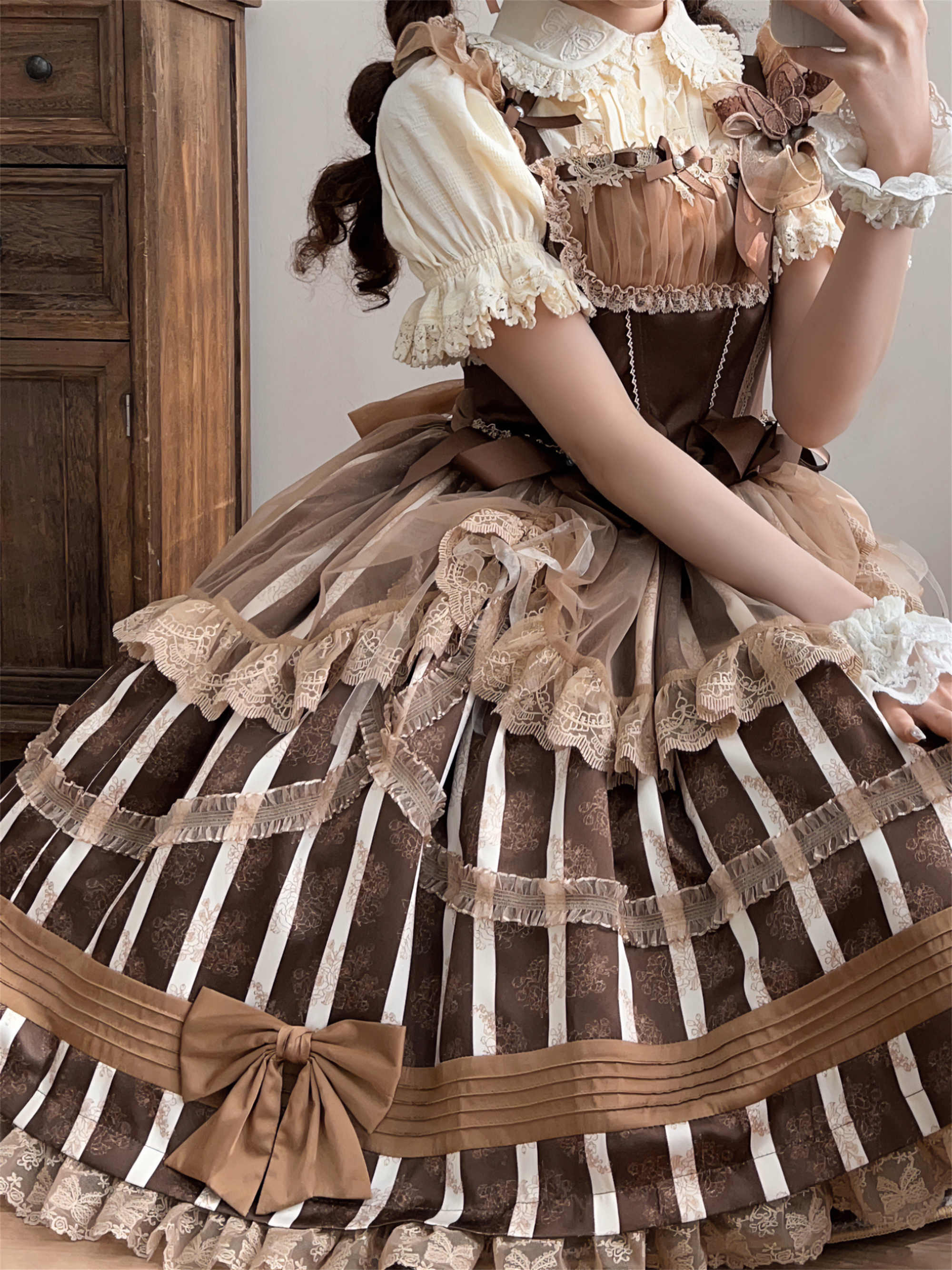 Baby Blue Mesh Pink Bow Lolita Dress - Image 12